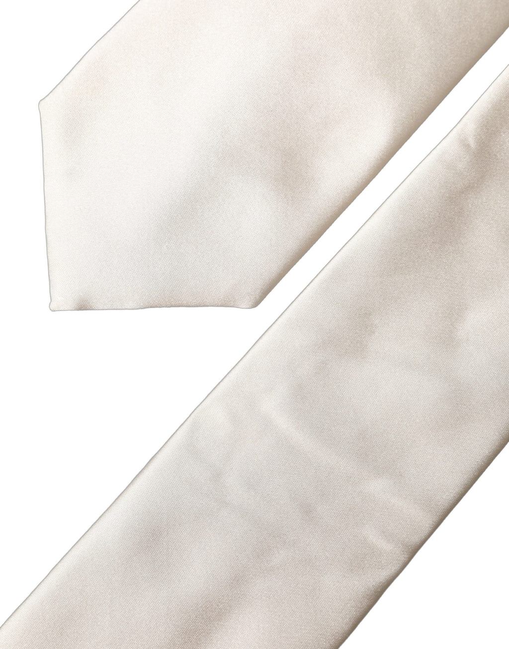 Off White Satin Silk Adjustable Women Tied Necktie Tie