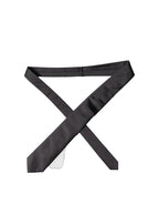 Black Satin 100% Silk Adjustable Women Tied Necktie Tie