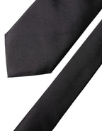Black Satin 100% Silk Adjustable Women Tied Necktie Tie