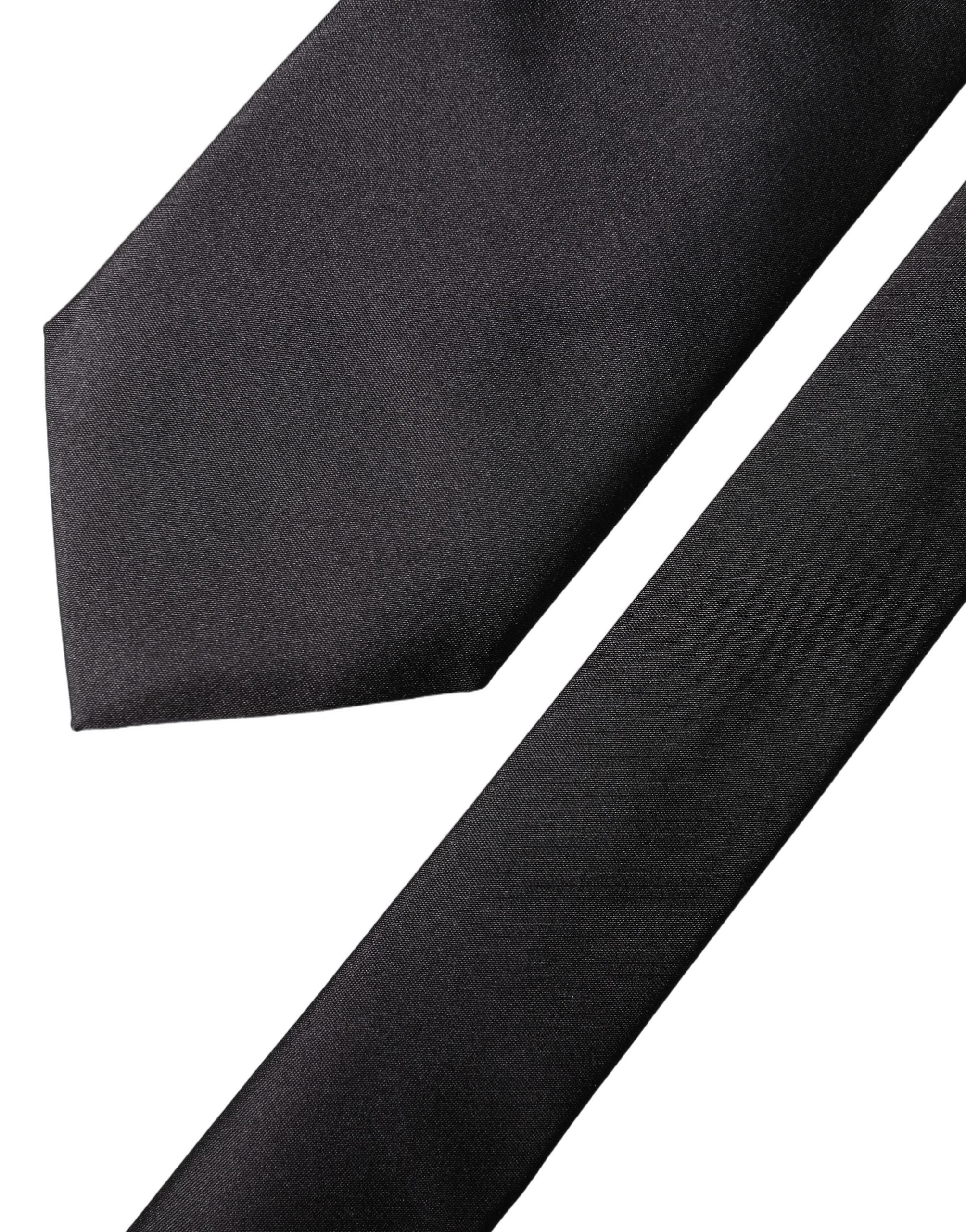 Black Satin 100% Silk Adjustable Women Tied Necktie Tie