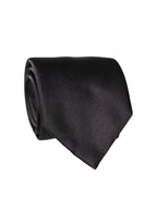 Black Satin 100% Silk Adjustable Women Tied Necktie Tie
