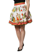 Multicolor Vegetable Print Short Poplin Mini Skirt