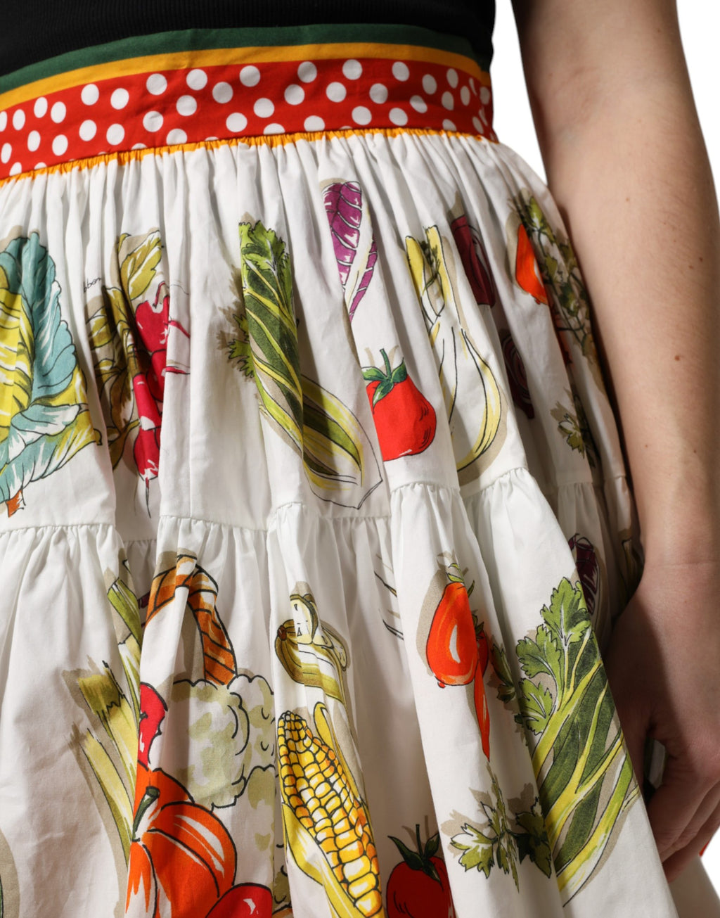 Multicolor Vegetable Print Short Poplin Mini Skirt