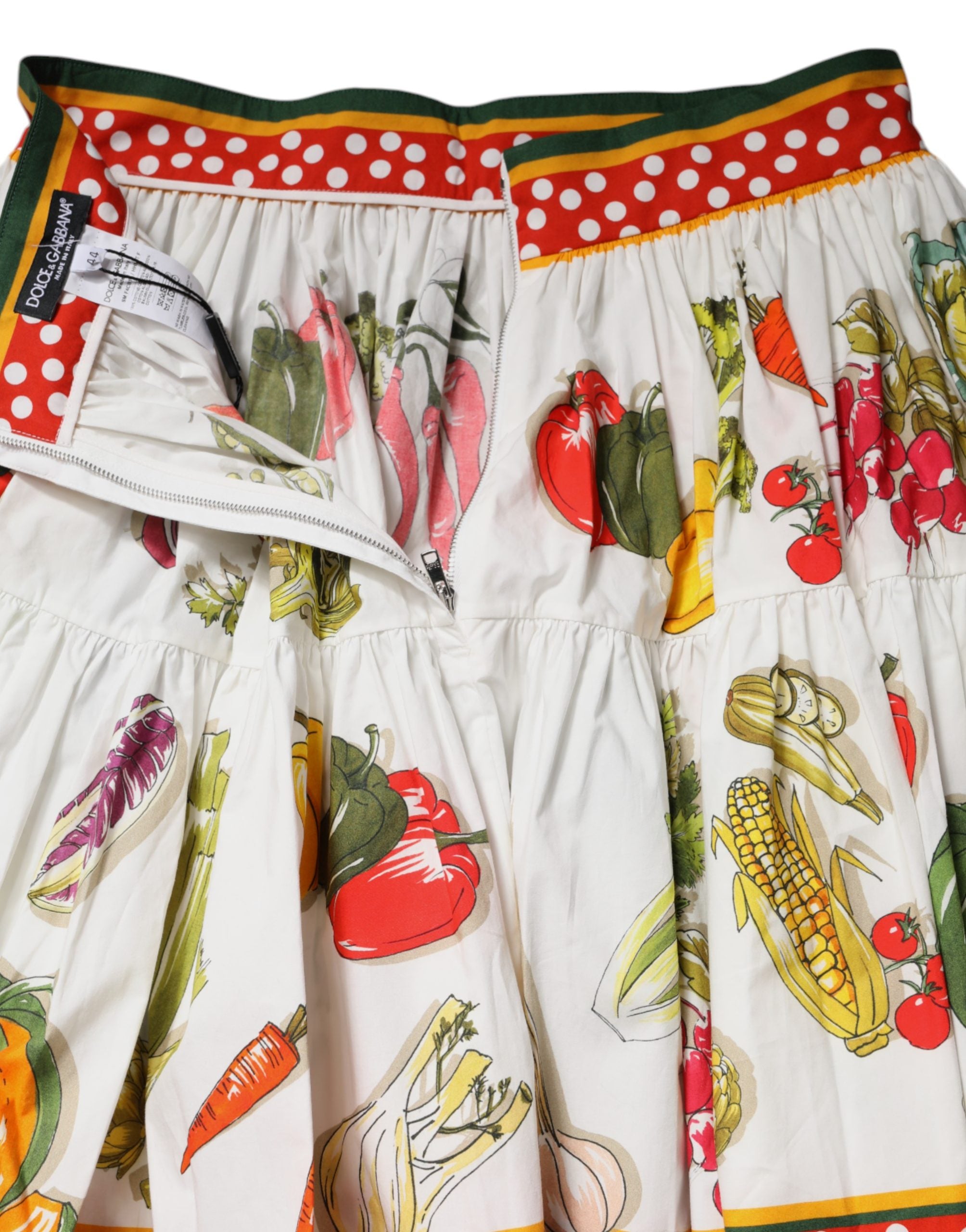 Multicolor Vegetable Print Short Poplin Mini Skirt