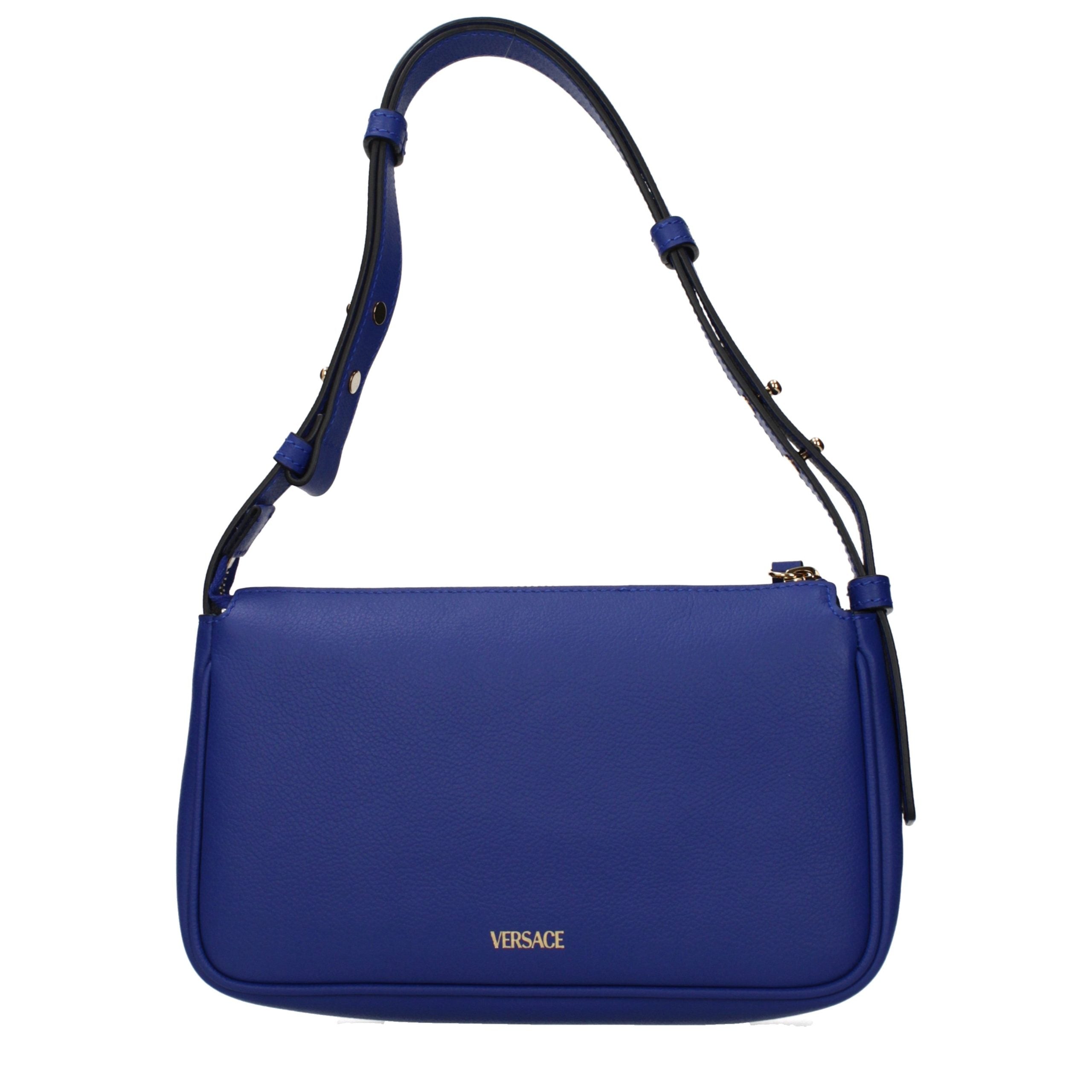 Blue Leather Shoulder Bag