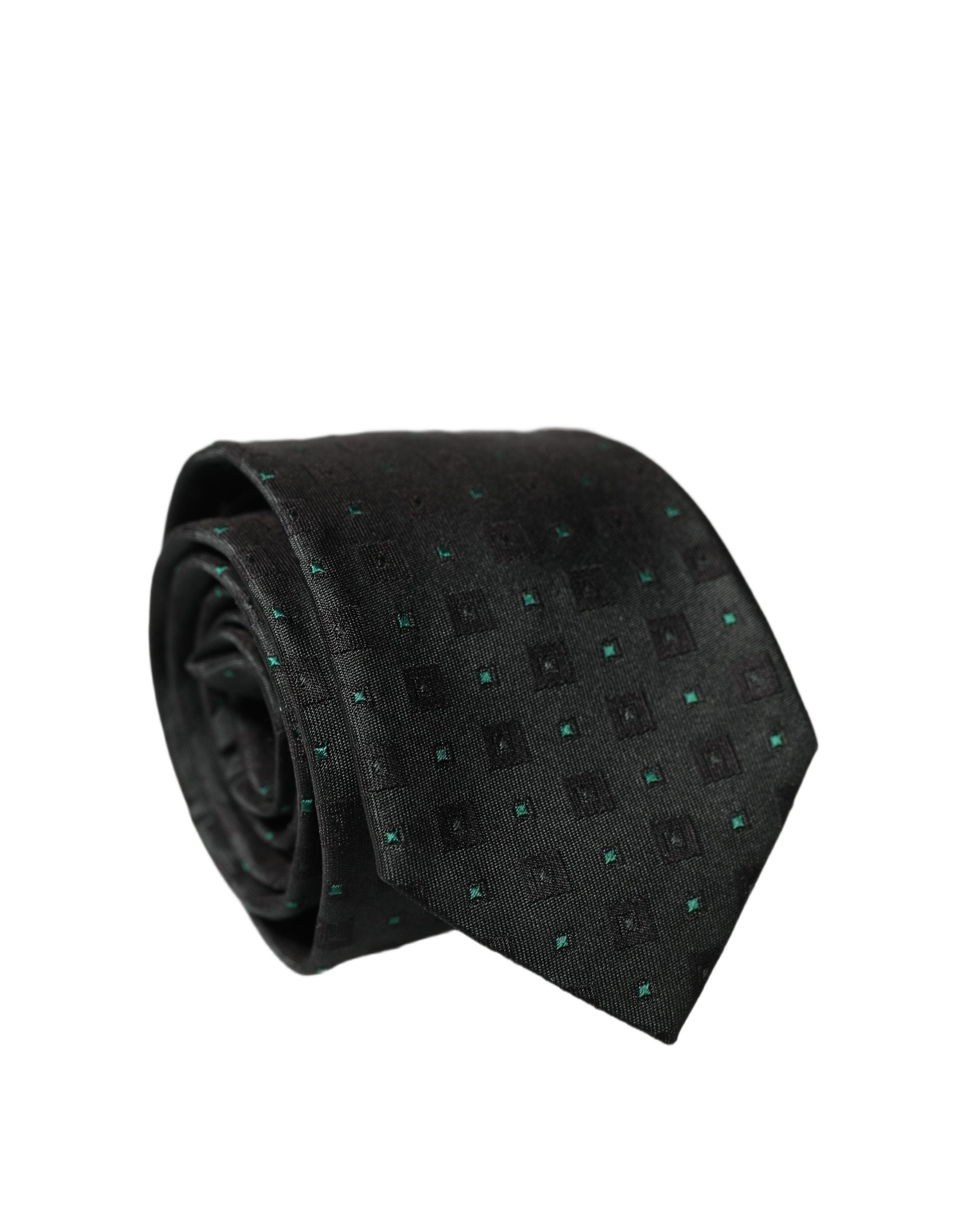 Black Geometric Silk Adjustable Men Tied Necktie Tie