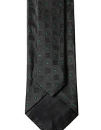 Black Geometric Silk Adjustable Men Tied Necktie Tie