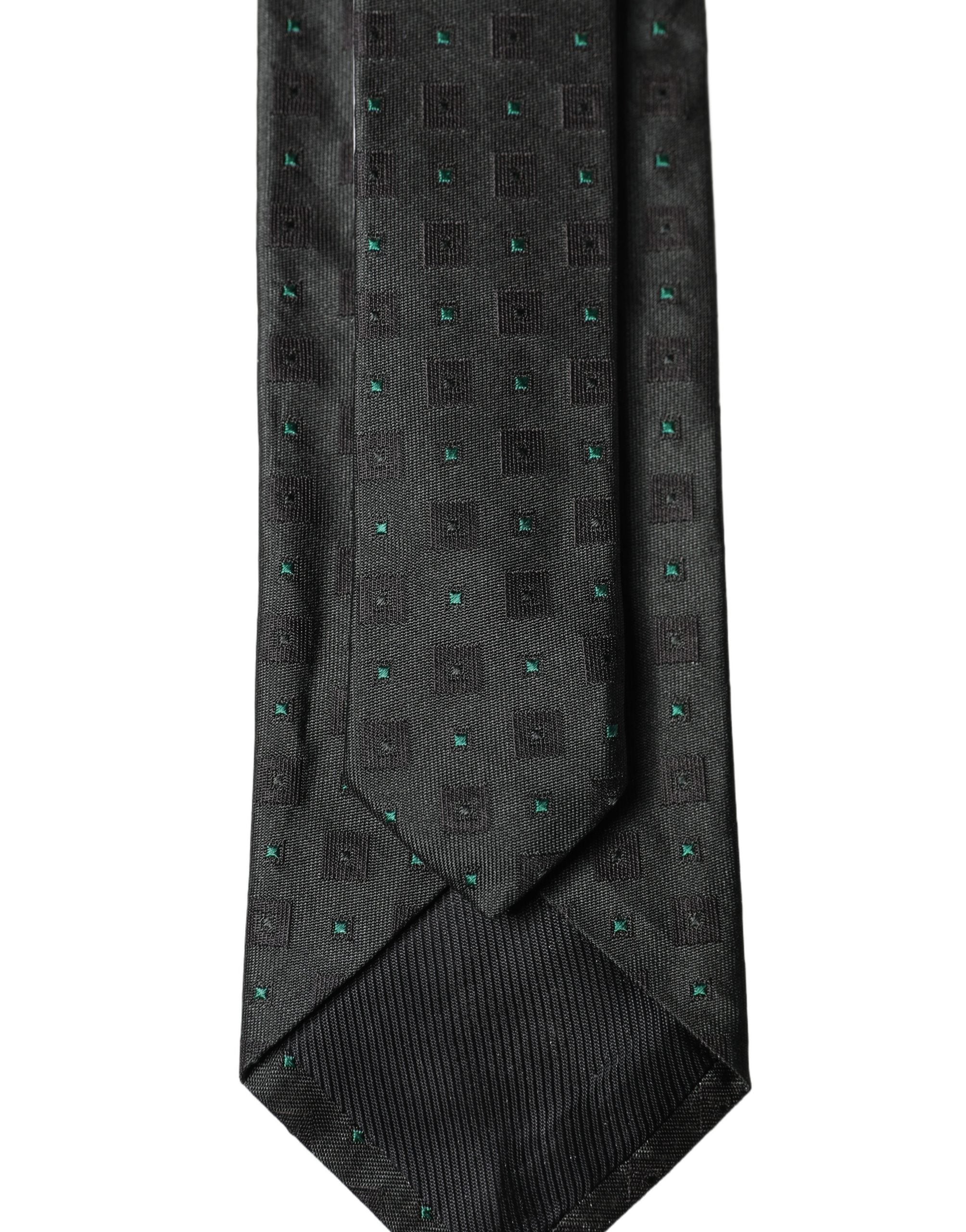 Black Geometric Silk Adjustable Men Tied Necktie Tie