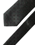 Black Geometric Silk Adjustable Men Tied Necktie Tie