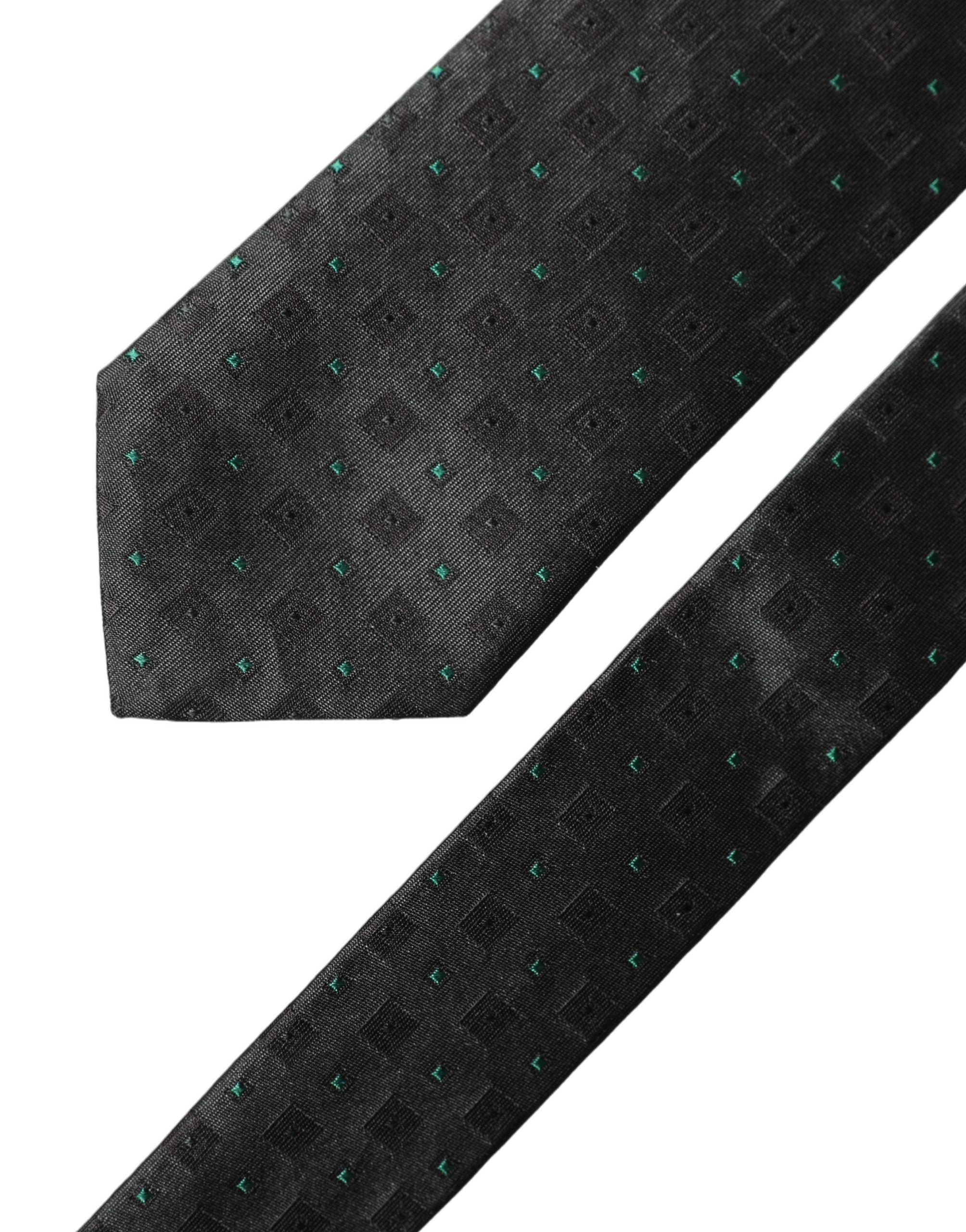 Black Geometric Silk Adjustable Men Tied Necktie Tie