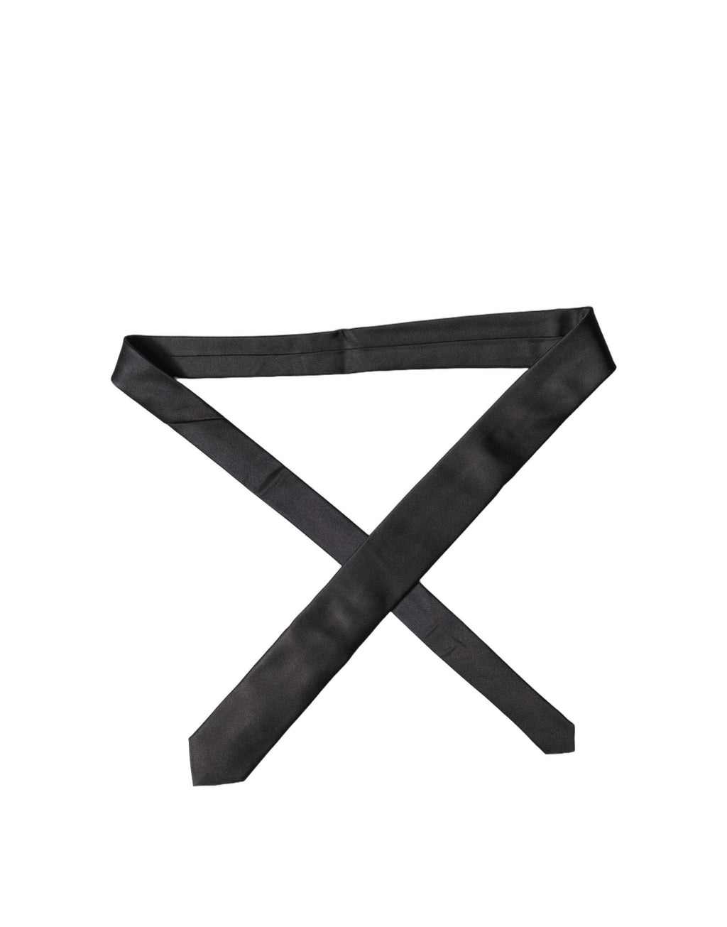 Black Solid Silk Satin Wide Adjustable Men Necktie Tie