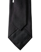 Black Solid Silk Satin Wide Adjustable Men Necktie Tie