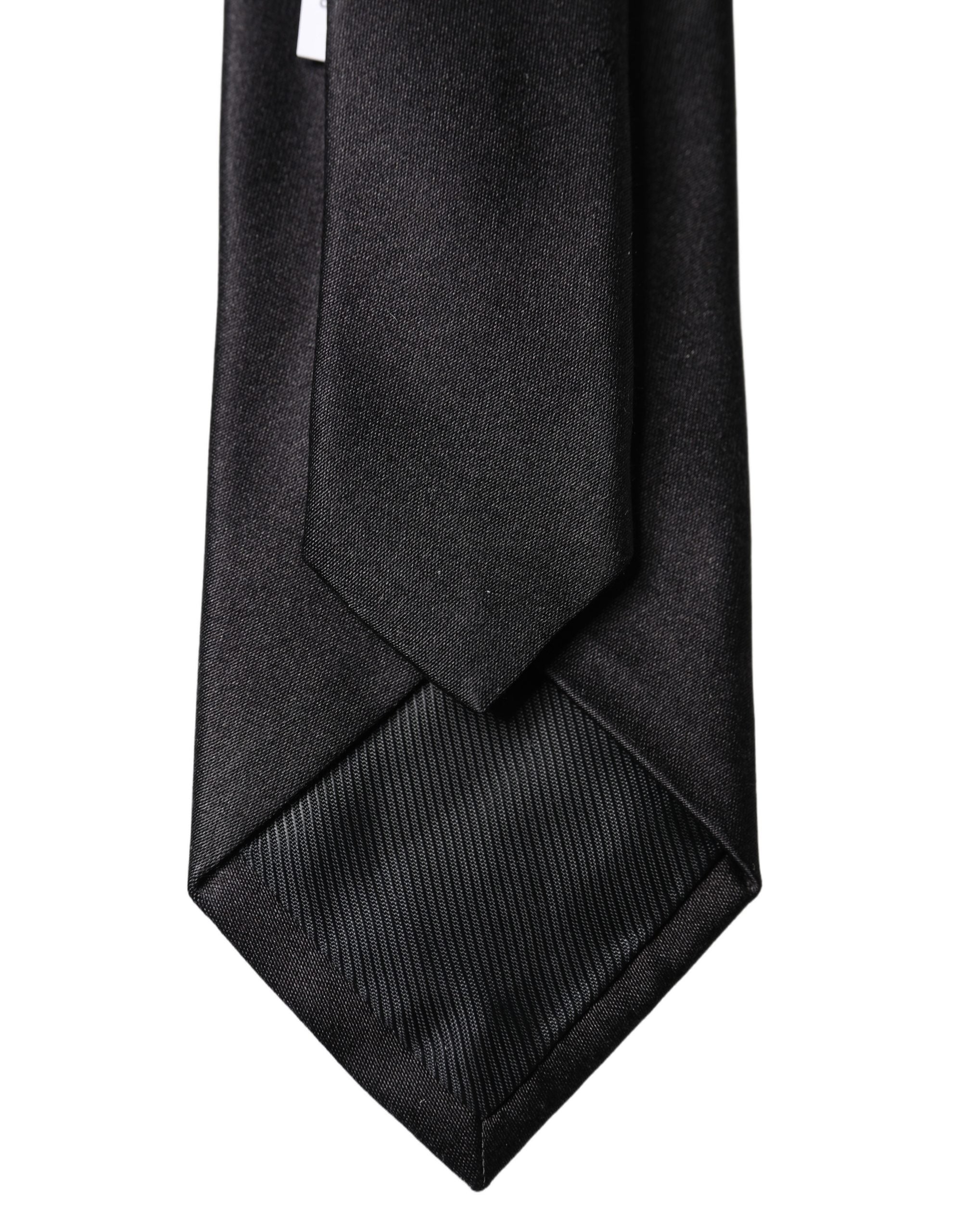 Black Solid Silk Satin Wide Adjustable Men Necktie Tie