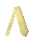 Yellow Solid Satin Silk Adjustable Women Tied Necktie Tie