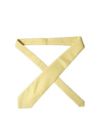 Yellow Solid Satin Silk Adjustable Women Tied Necktie Tie