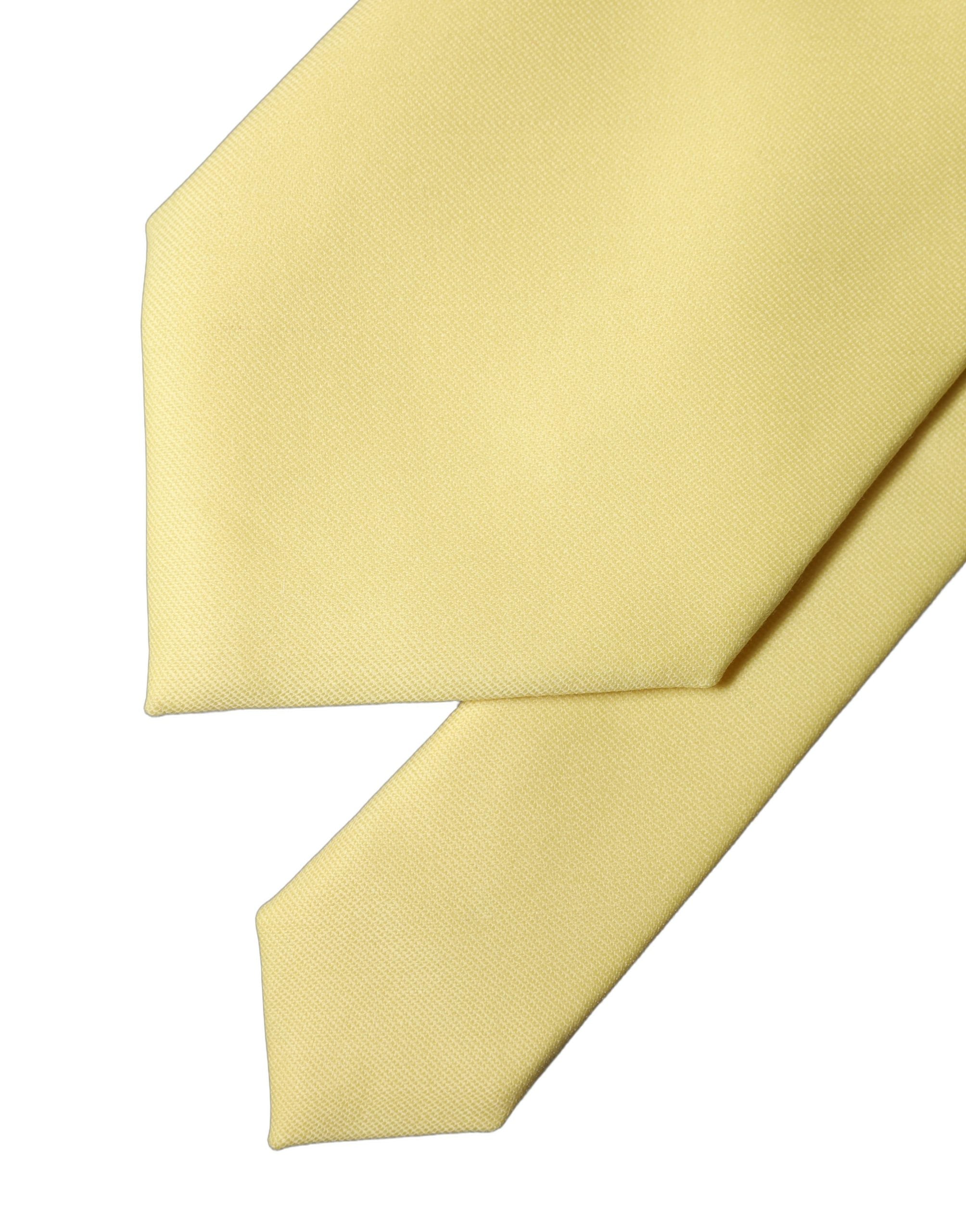 Yellow Solid Satin Silk Adjustable Women Tied Necktie Tie