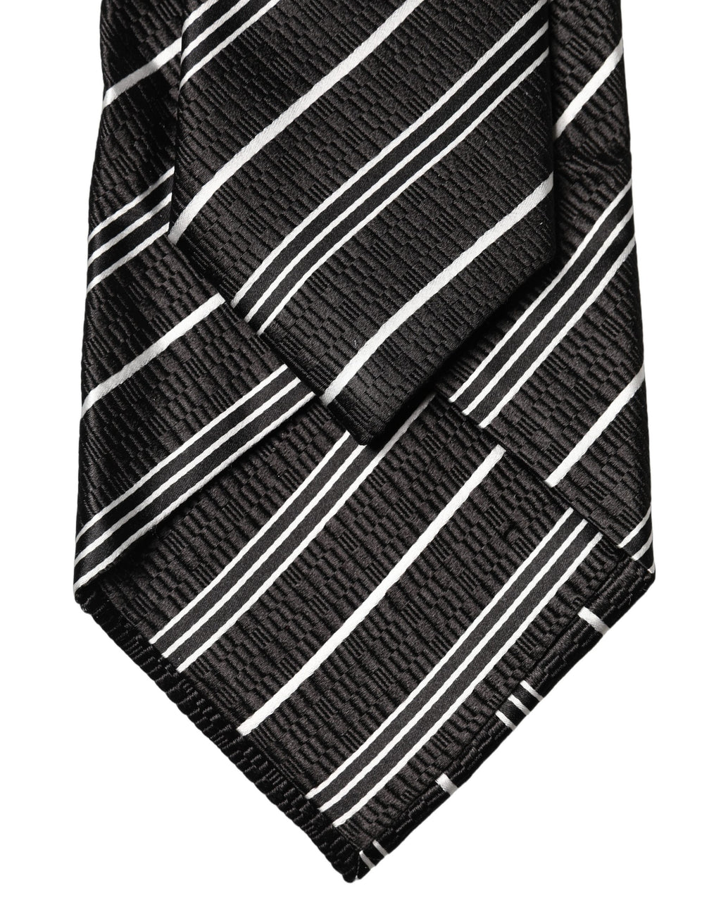 Black White Stripes Silk Adjustable Women Necktie Tie