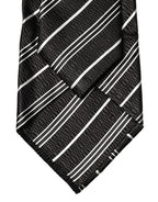 Black White Stripes Silk Adjustable Women Necktie Tie