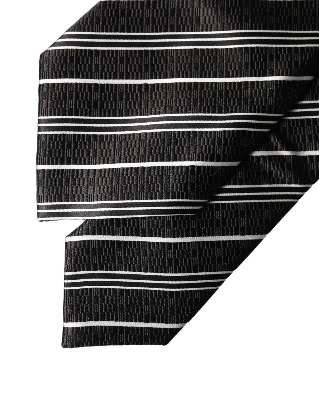 Black White Stripes Silk Adjustable Women Necktie Tie