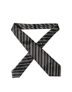 Black White Stripes Silk Adjustable Women Necktie Tie