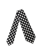 Black White Polka Dot Silk Adjustable Women Necktie Tie