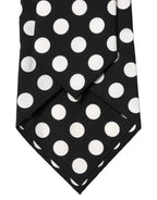 Black White Polka Dot Silk Adjustable Women Necktie Tie