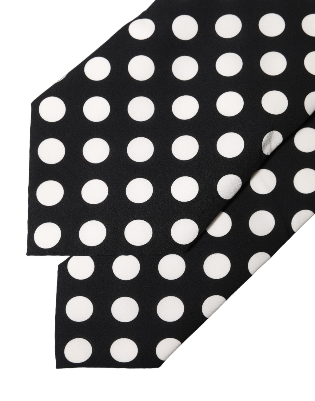Black White Polka Dot Silk Adjustable Women Necktie Tie