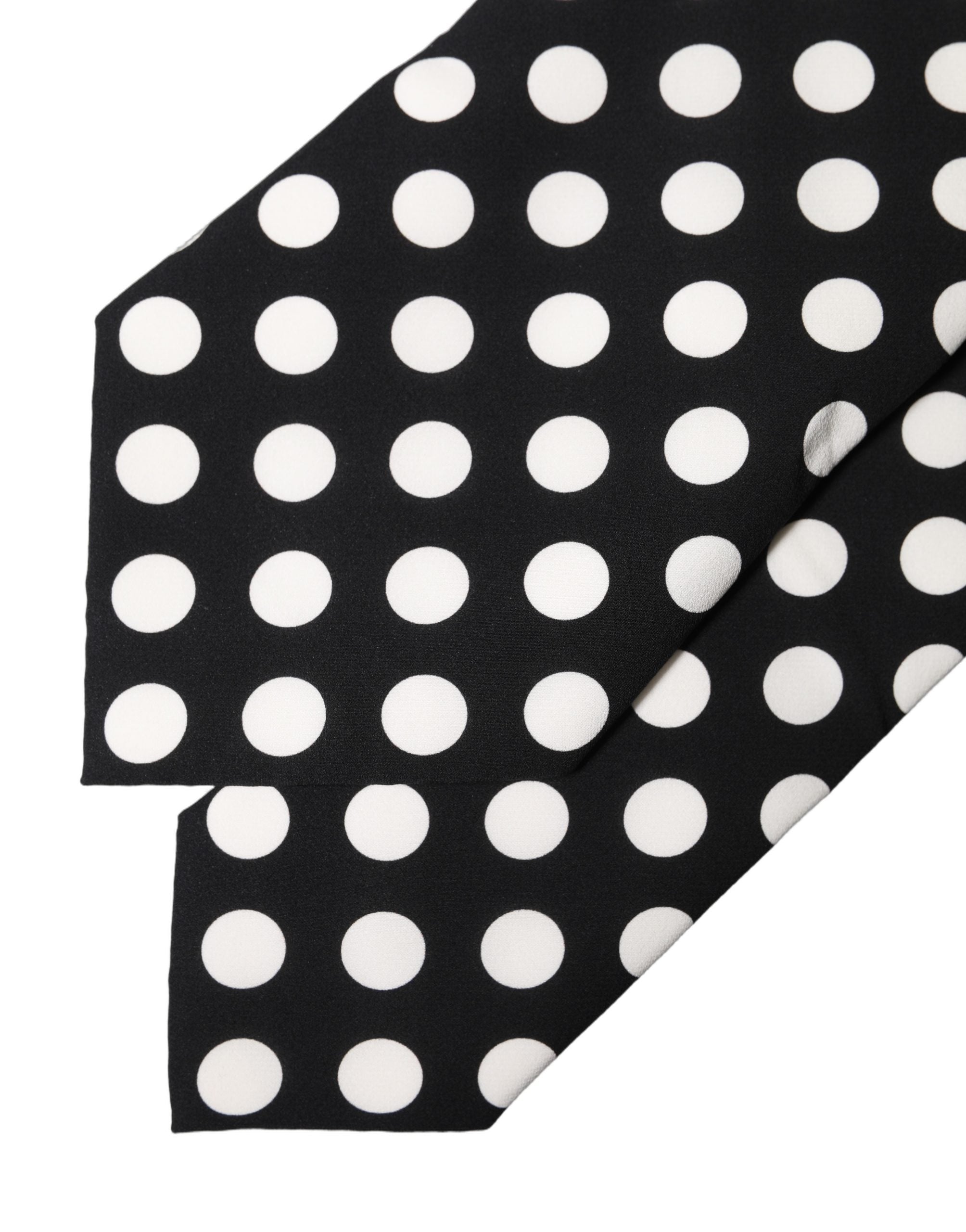 Black White Polka Dot Silk Adjustable Women Necktie Tie