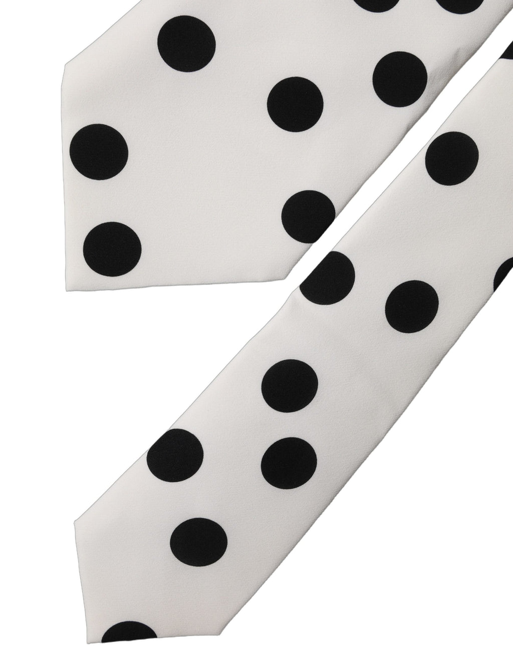 White Black Polka Dot Silk Adjustable Women Necktie Tie