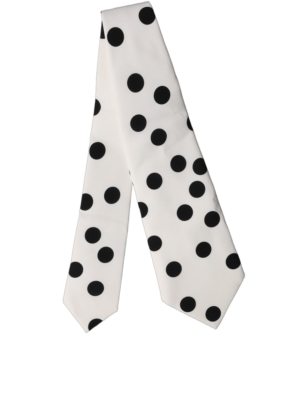White Black Polka Dot Silk Adjustable Women Necktie Tie