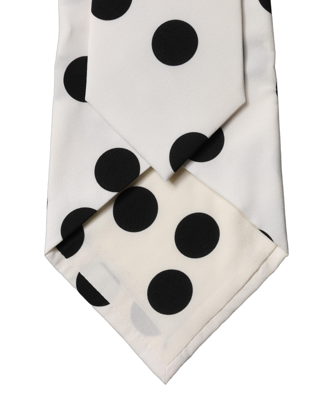 White Black Polka Dot Silk Adjustable Women Necktie Tie