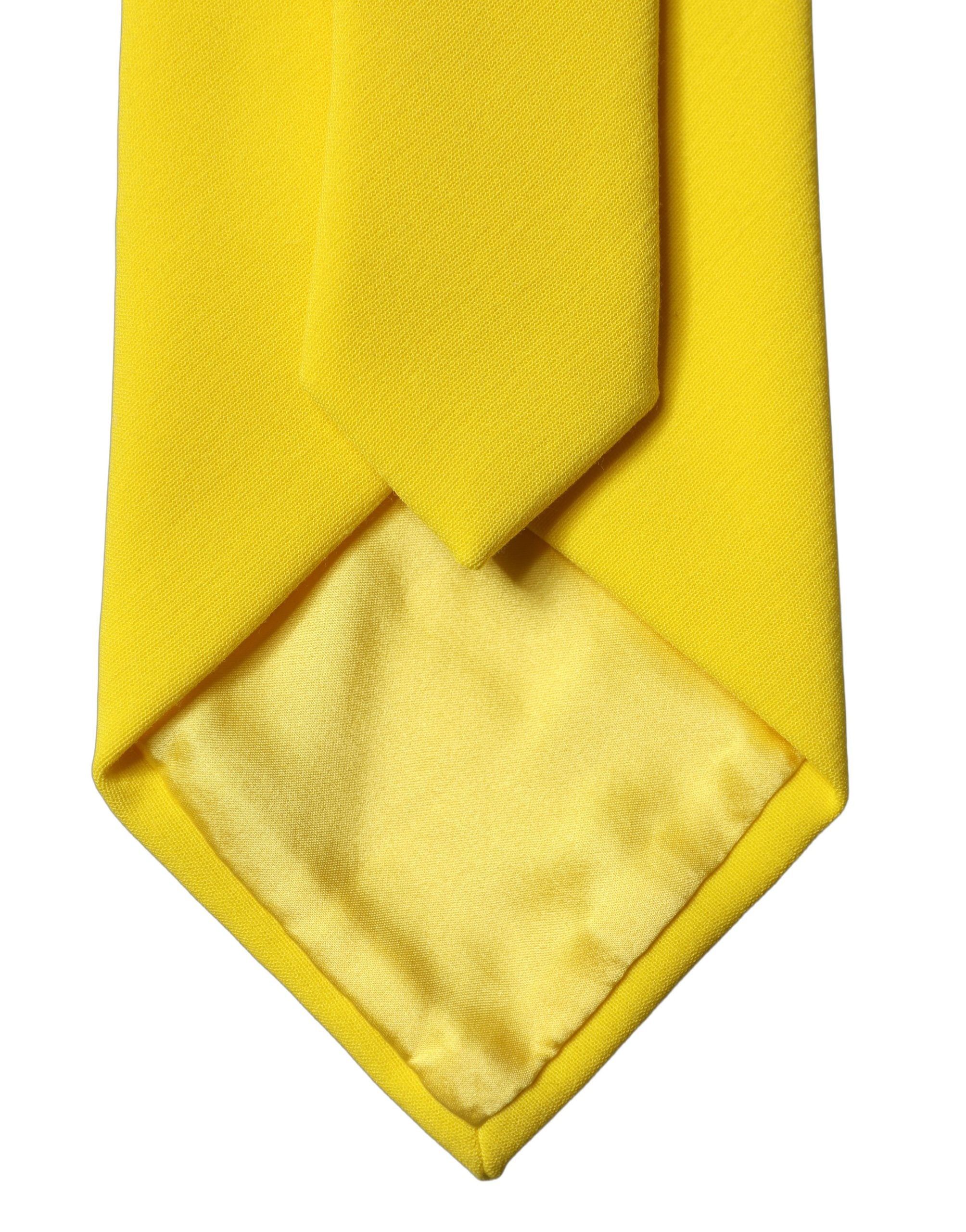 Yellow Solid Polyester Adjustable Women Tied Necktie Tie