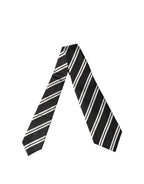 Black White Stripes Silk Adjustable Women Necktie Tie