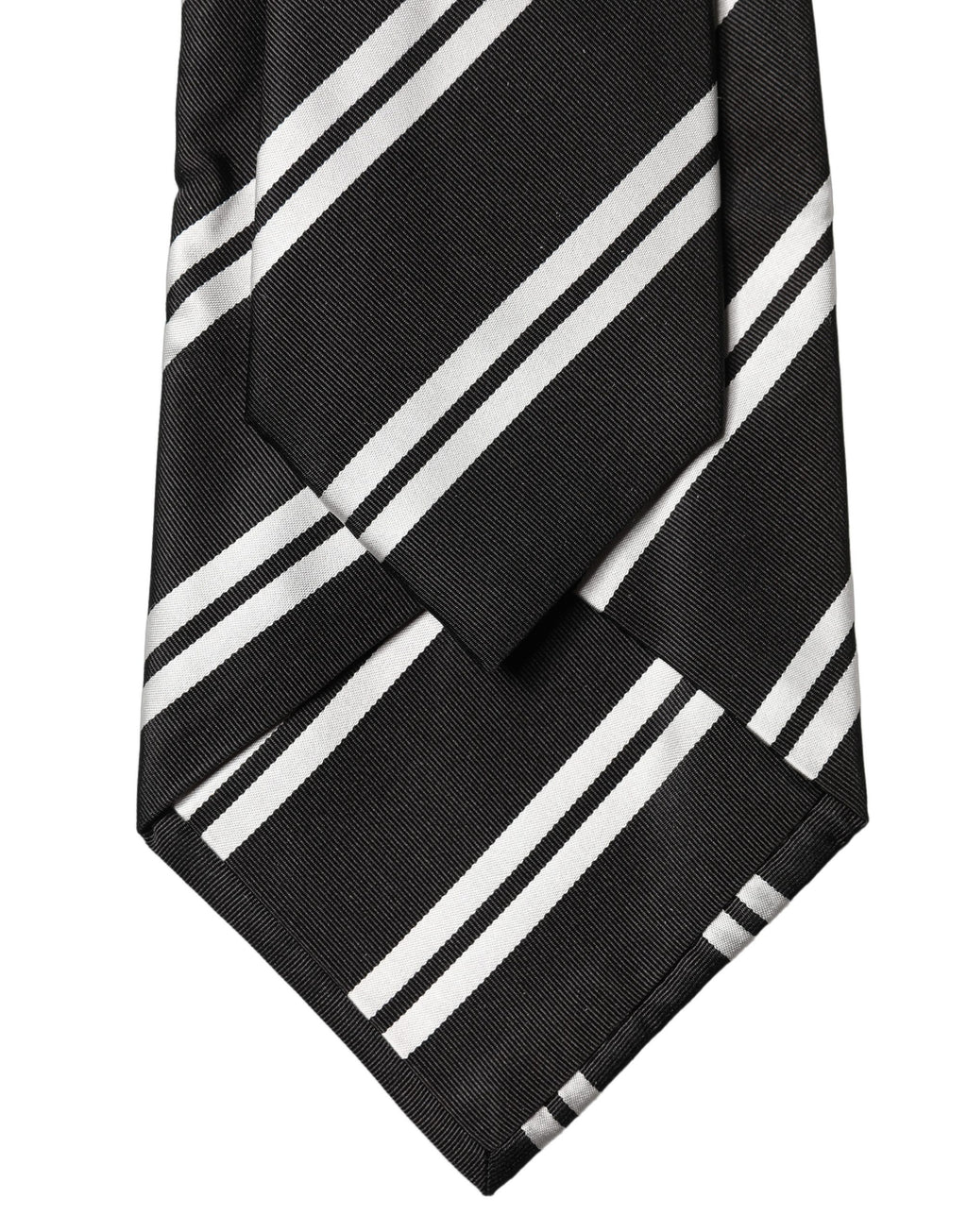 Black White Stripes Silk Adjustable Women Necktie Tie