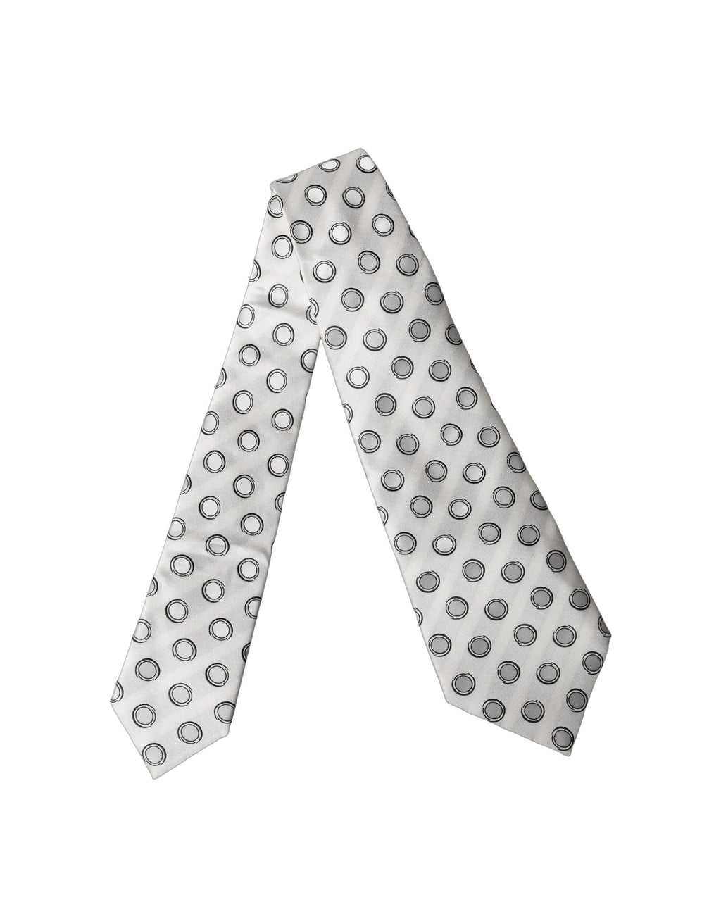 White Gray Polka Dot Silk Adjustable Women Necktie Tie