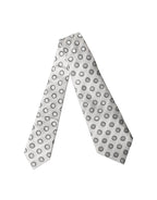 White Gray Polka Dot Silk Adjustable Women Necktie Tie