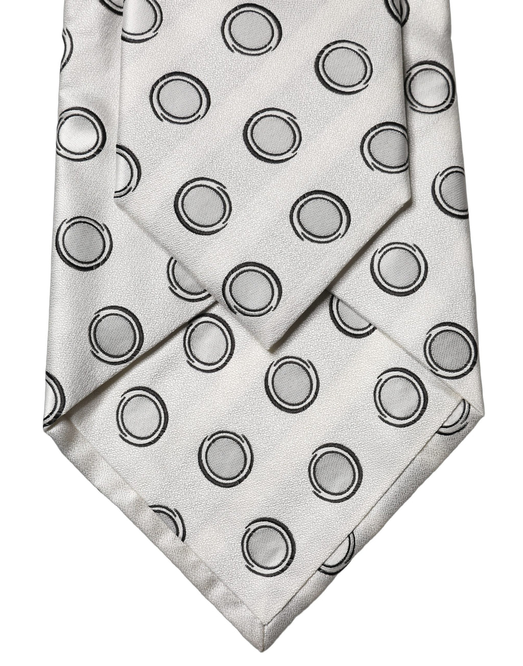 White Gray Polka Dot Silk Adjustable Women Necktie Tie