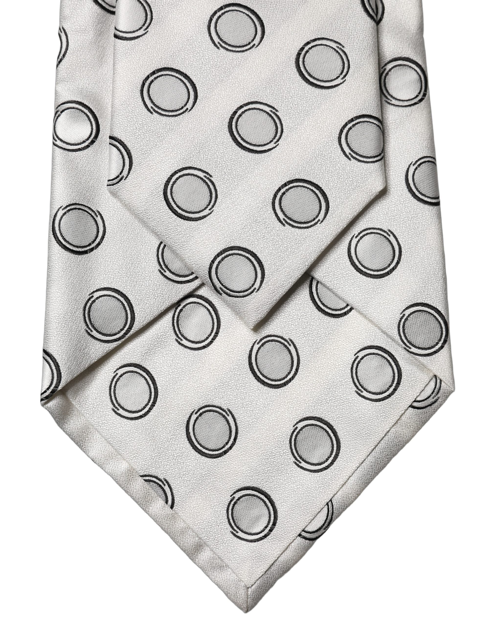 White Gray Polka Dot Silk Adjustable Women Necktie Tie