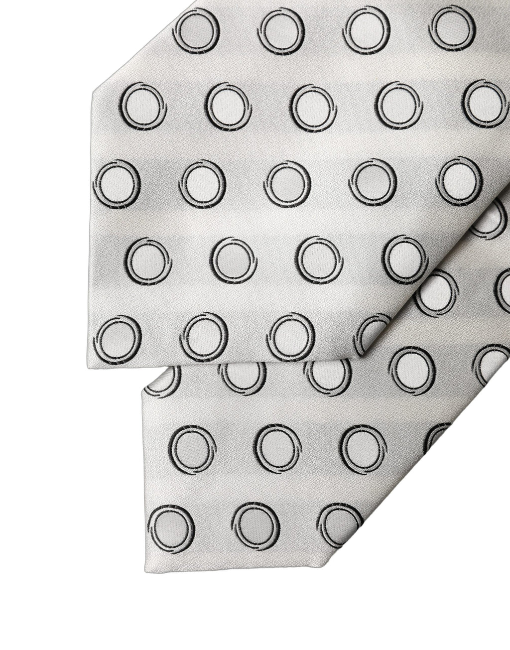 White Gray Polka Dot Silk Adjustable Women Necktie Tie