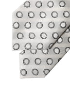 White Gray Polka Dot Silk Adjustable Women Necktie Tie