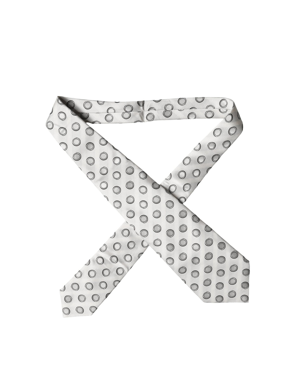White Gray Polka Dot Silk Adjustable Women Necktie Tie