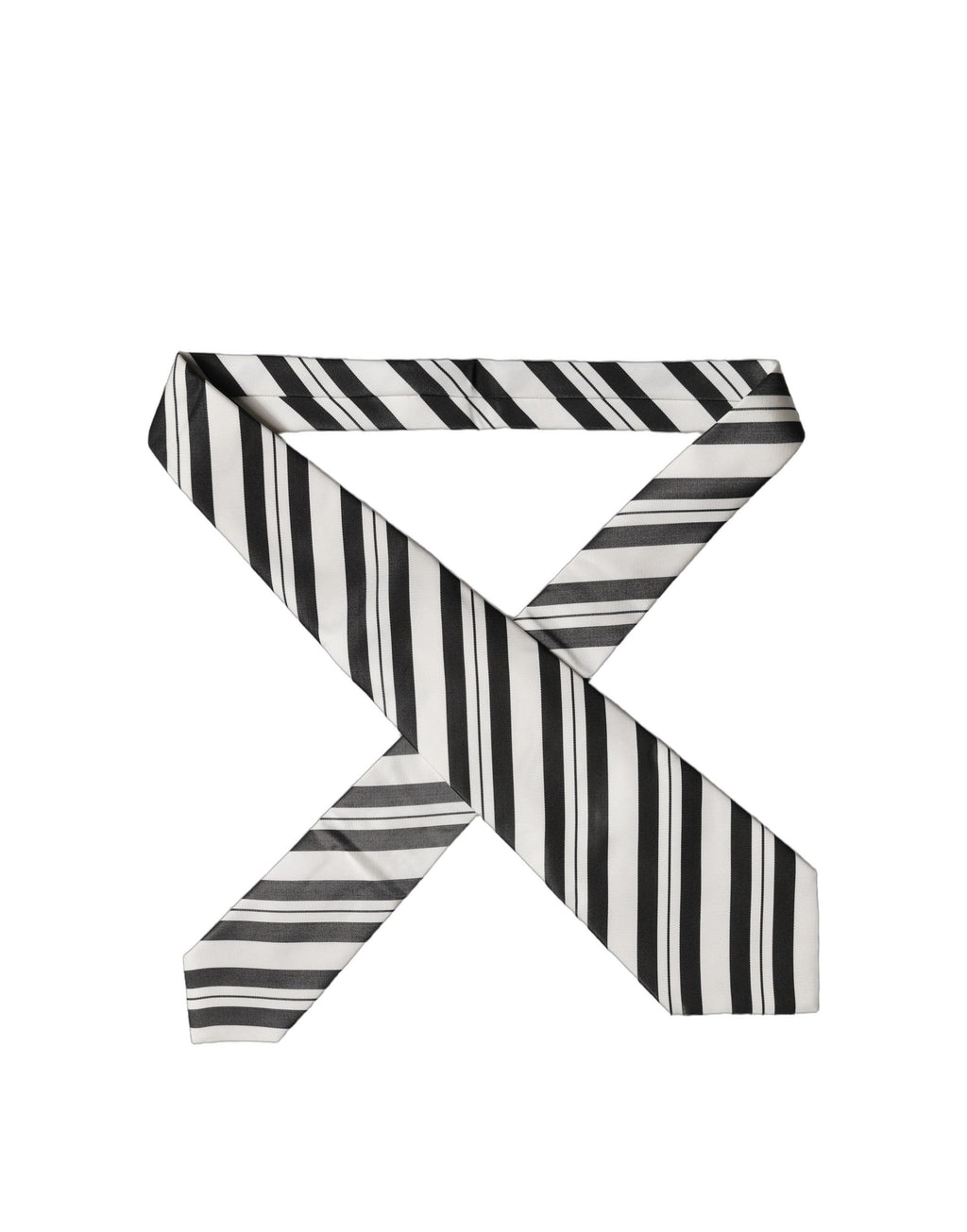 Black White Stripes Silk Adjustable Women Necktie Tie