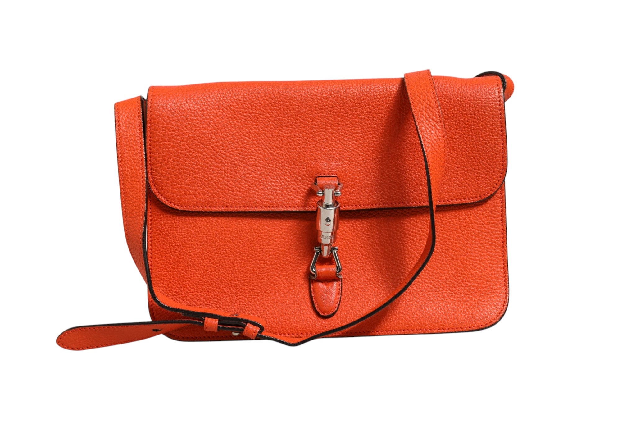 Jackie Soft Flap Shoulder Bag Leather Orange