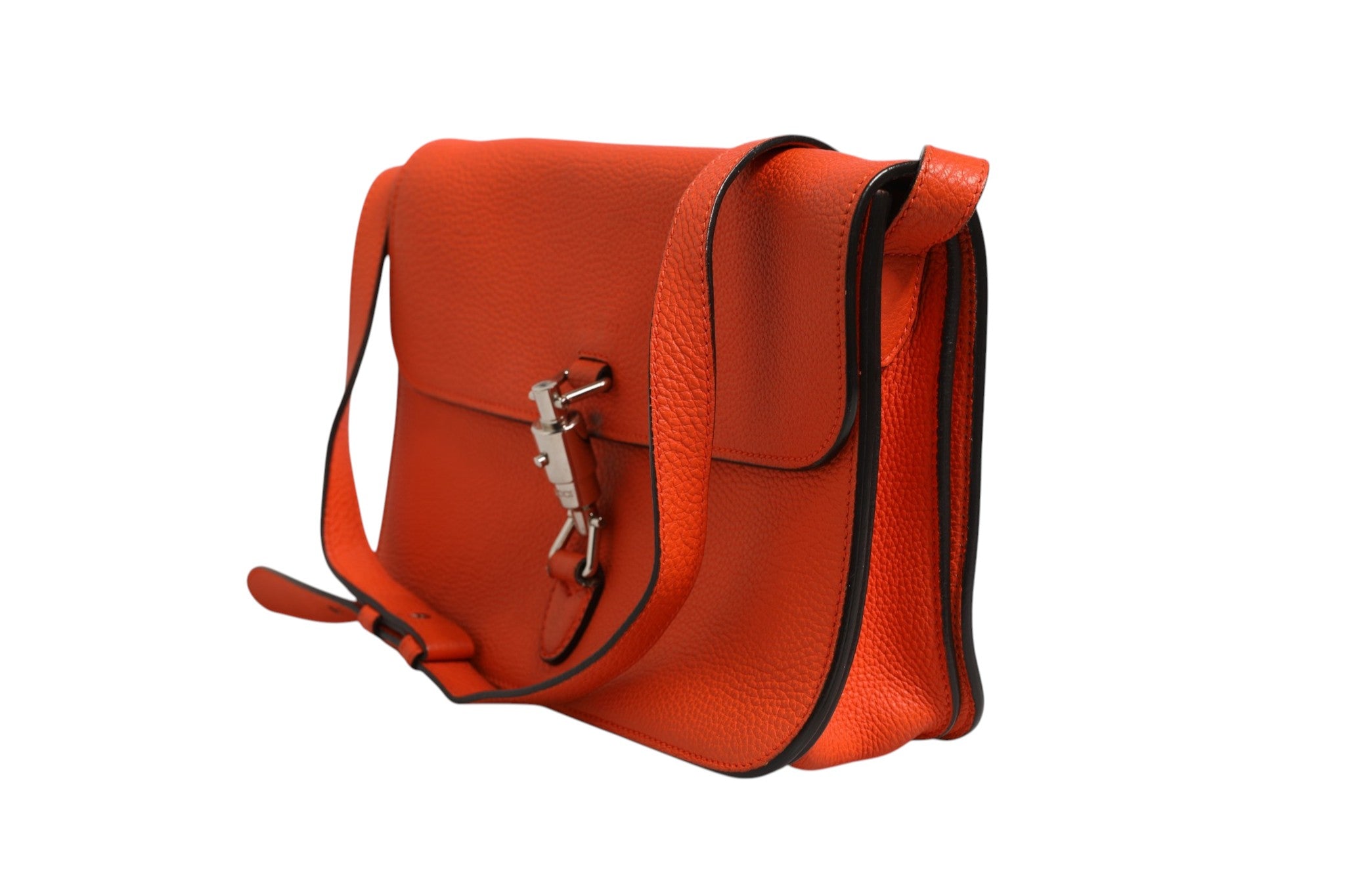 Jackie Soft Flap Shoulder Bag Leather Orange