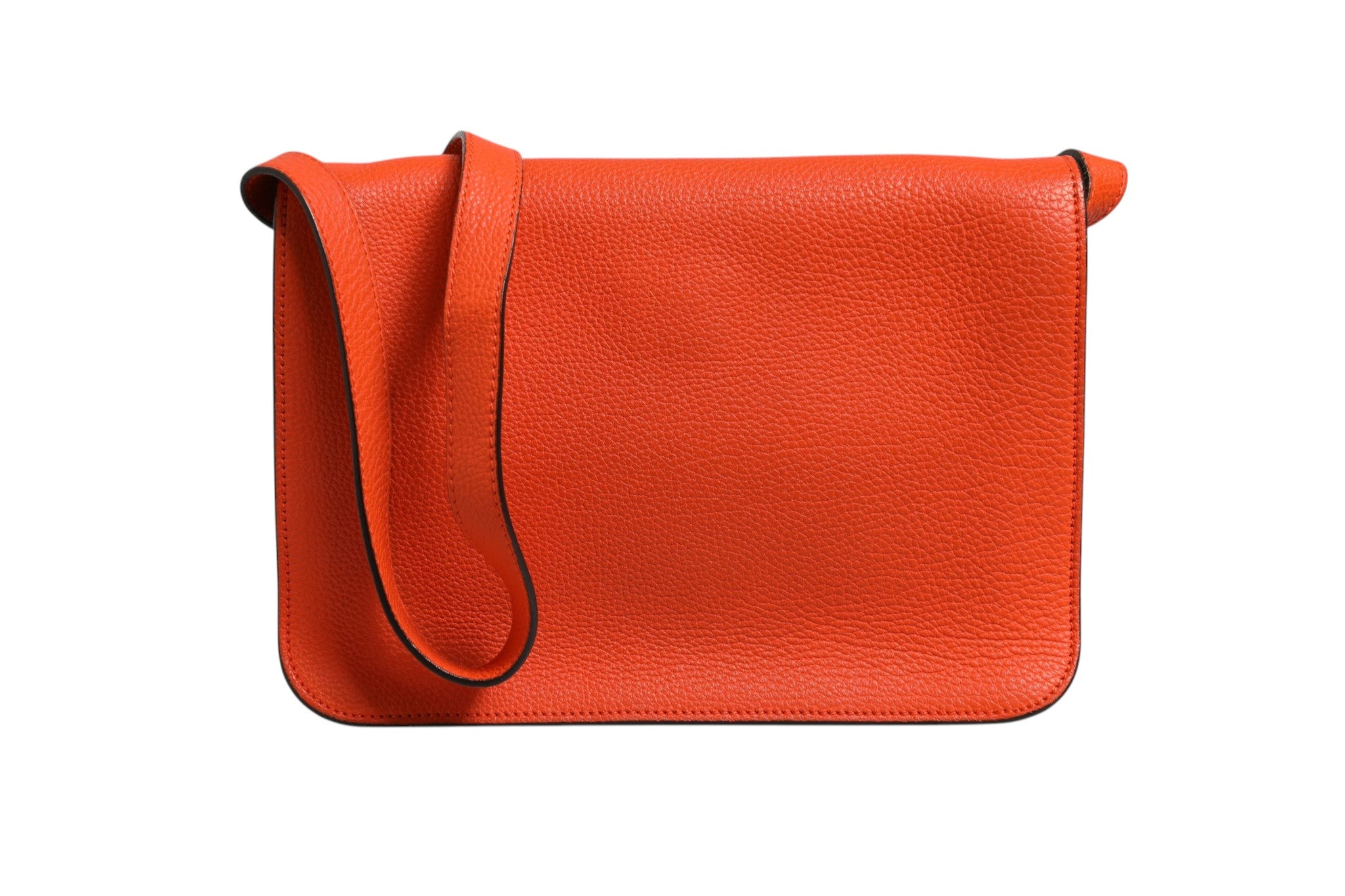 Jackie Soft Flap Shoulder Bag Leather Orange
