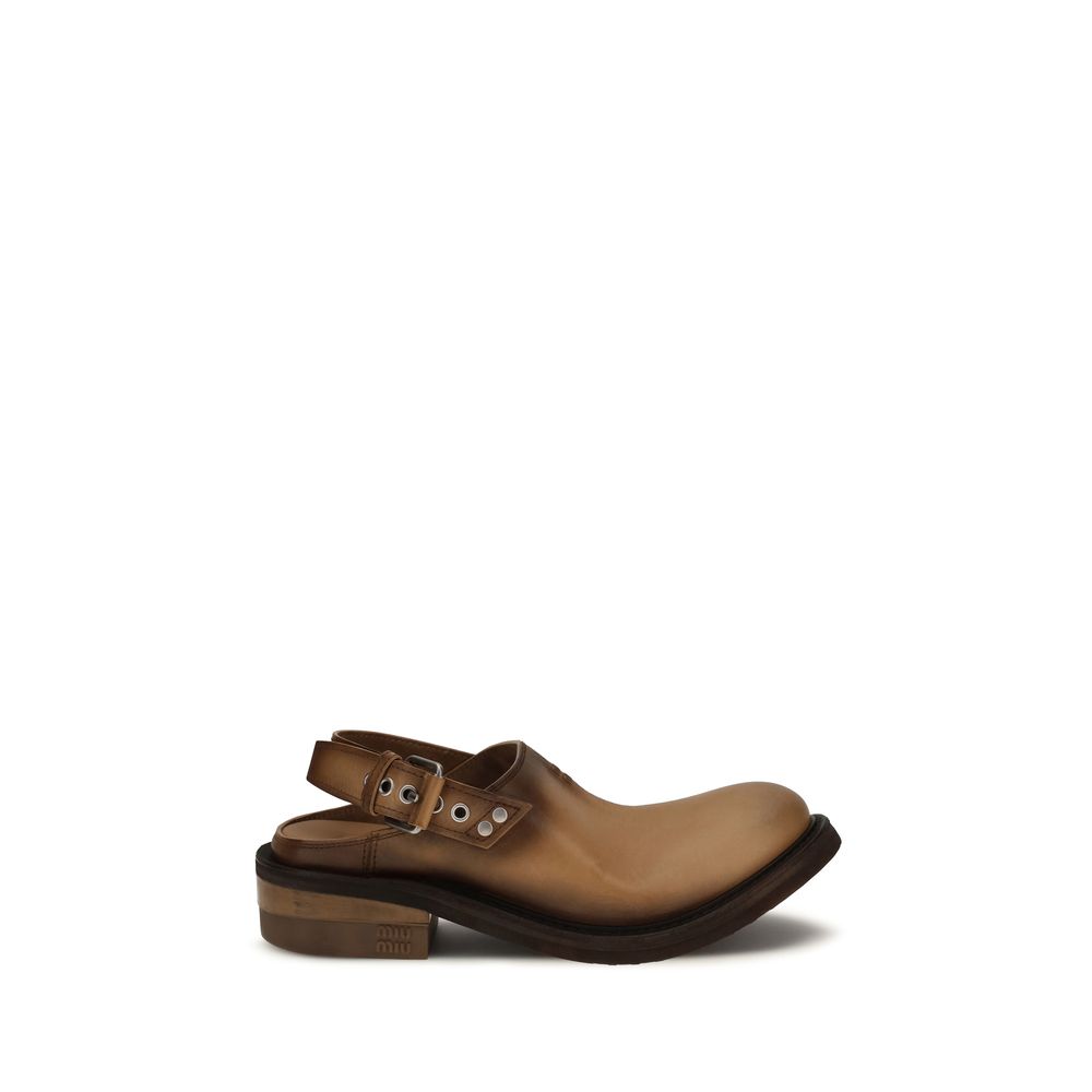 Brown Calf Leather Bos Taurus Mules