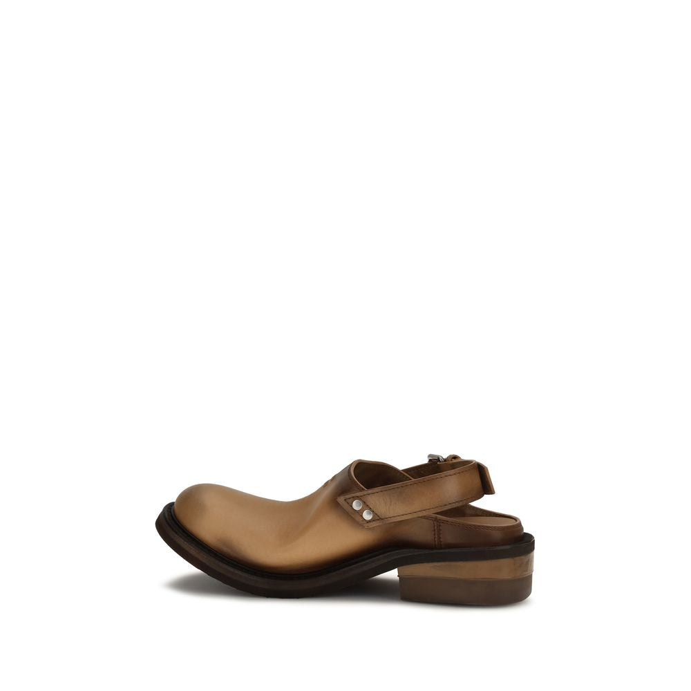 Brown Calf Leather Bos Taurus Mules