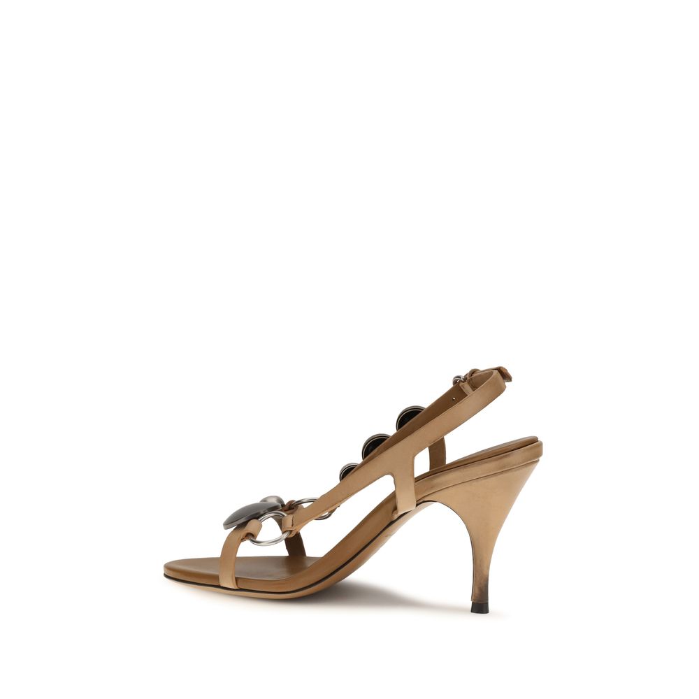 Brown Calf Leather Bos Taurus Stiletto Heel Sandals