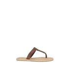 Brown Calf Leather Bos Taurus Flat Sandals