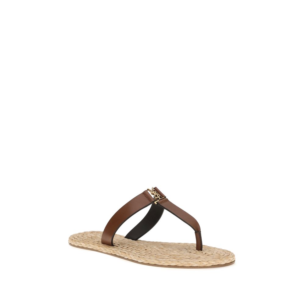 Brown Calf Leather Bos Taurus Flat Sandals